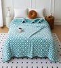 Blue Wool Geometric 350 GSM Premium Double bed blanket