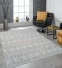 White Geometric Wool 5 ft x 7 ft Hand Woven Carpet