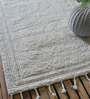 White Striped Wool 6 ft x 9 ft Hand Woven Carpet