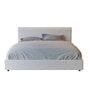 Whitelush Linen Queen Size Bed with Hydraulic Storage in White Colour