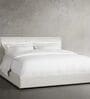 Whitelush Linen King Size Bed with Hydraulic Storage in White Colour
