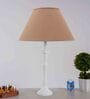 Rhombus Beige Cottan Fabric Shade Night Lamp With Metal Base