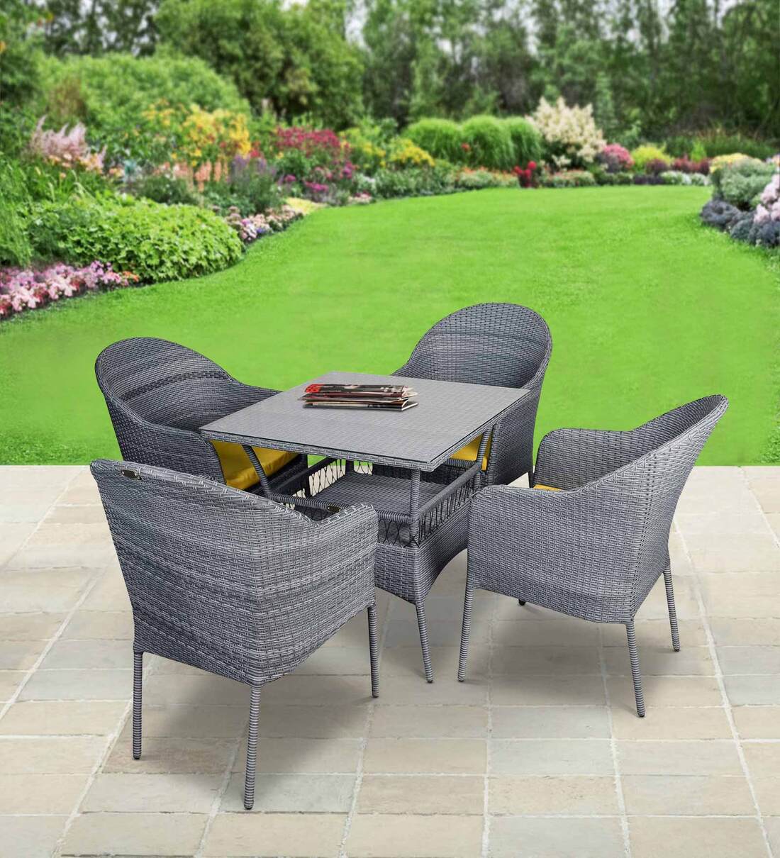 Buy Berlin Wicker Table and Chair Set in Grey Colour at 44% OFF by ...