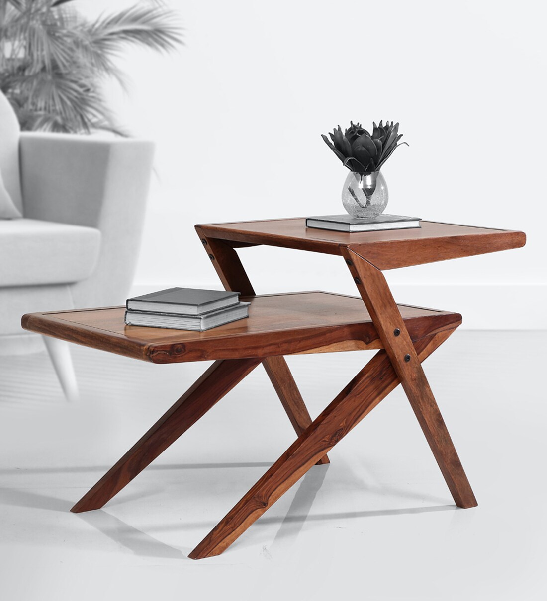 Buy Wiley Coffee Table in Walnut Colour by Evok Online Abstract
