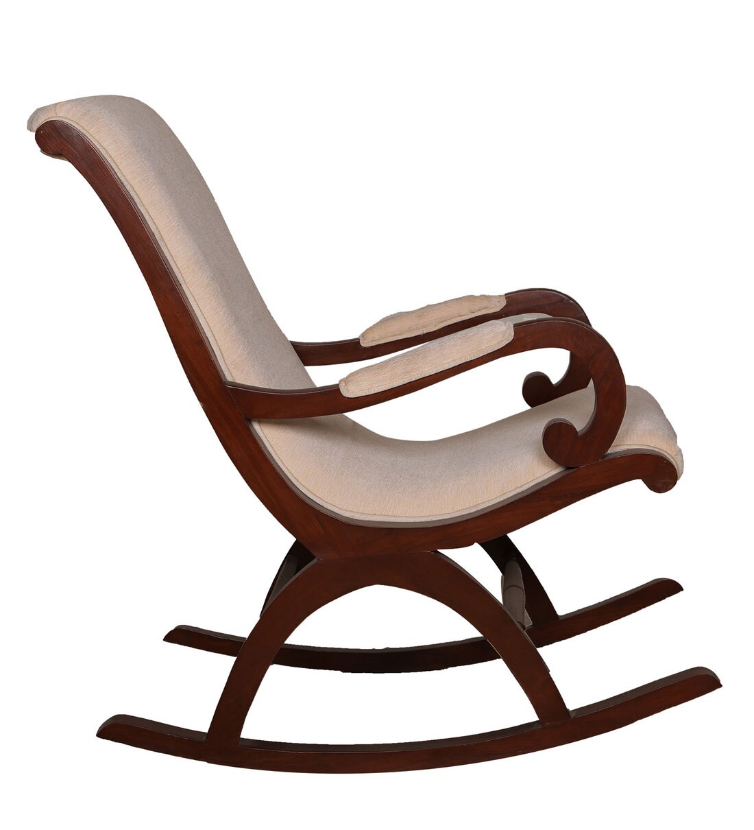Buy Will Rocking Chair with Light Beige Uphosltery Finish by Trendsbee