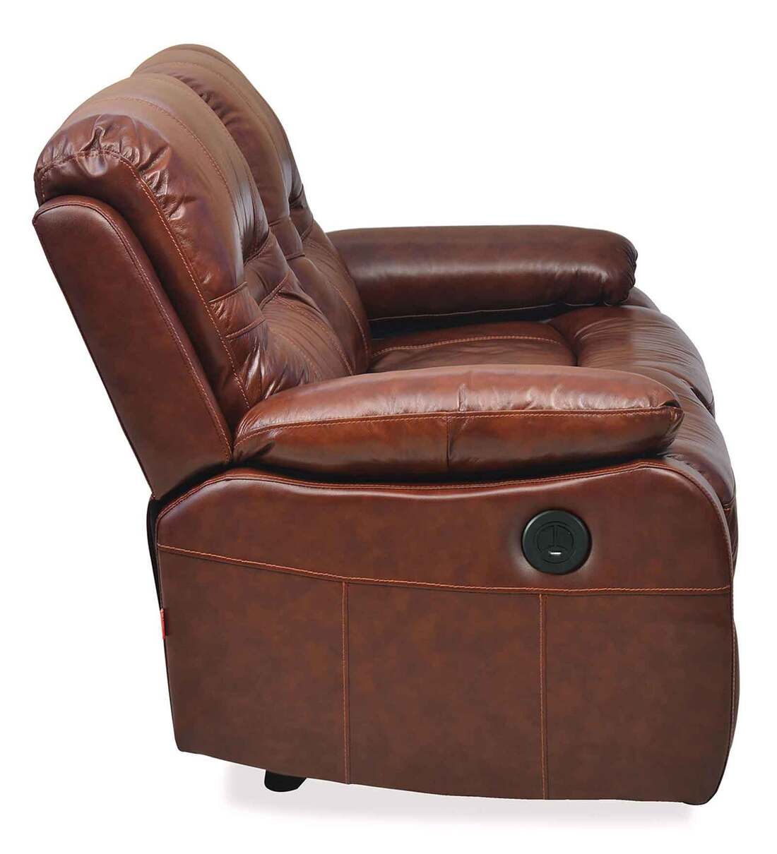 Buy Wilson Leather Motorized 2 Seater Recliner in Caramel Colour Online