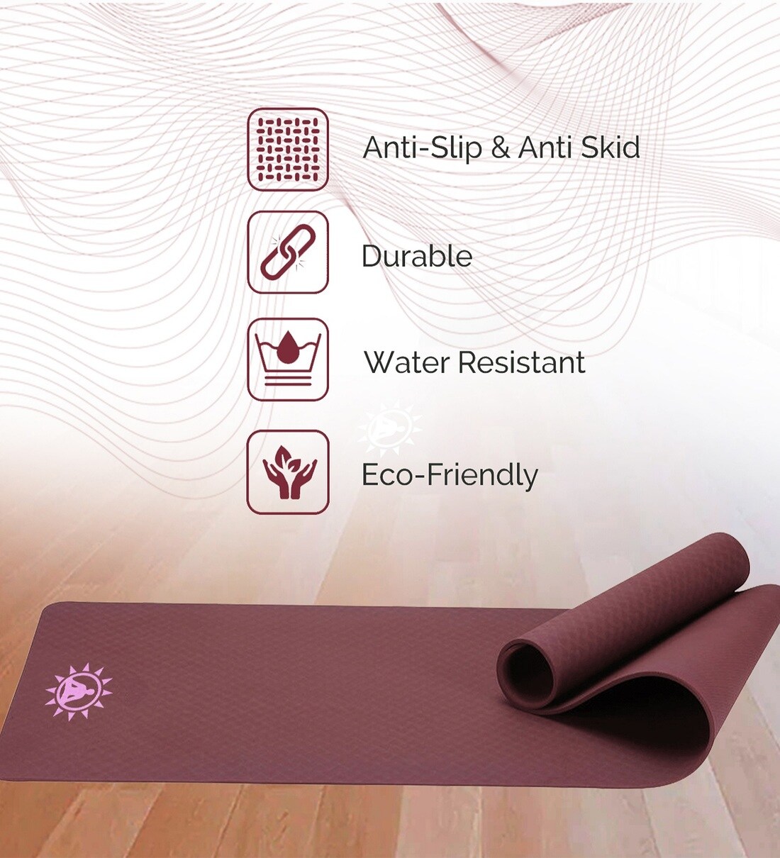 Pink EEVA Foldable 6 mm Anti Skid 6 ft x 2 ft Yoga Mat By COMFIDELITAS