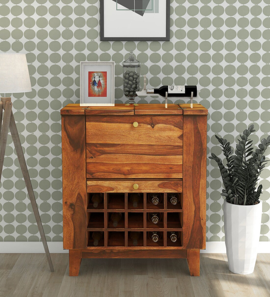 Buy Winfrey Sheesham Wood Bar In Rustic Teak Finish at 2 OFF