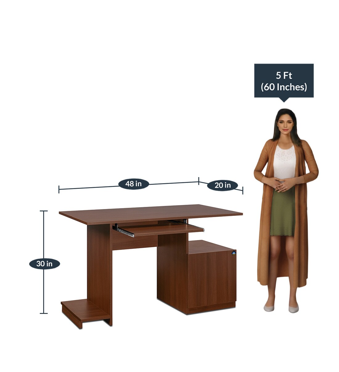 Buy Wing Computer Table in Acacia Dark Finish Online Computer Tables Study Tables