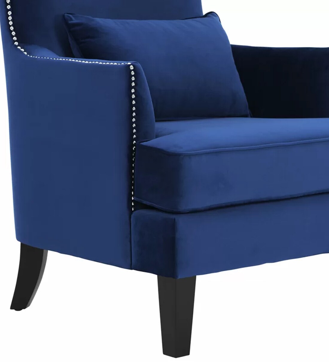 Buy Perth Wing Chair in Blue Colour by Furncasa Online Solid Color