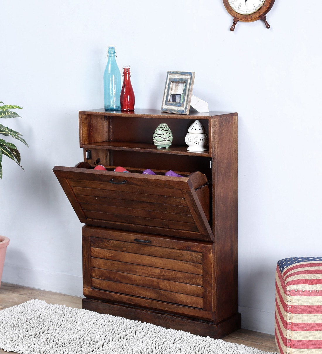 Buy Winlock Tilt Out Shoe Rack In Provincial Teak Finish By Woodsworth Online Tilt Out Shoe