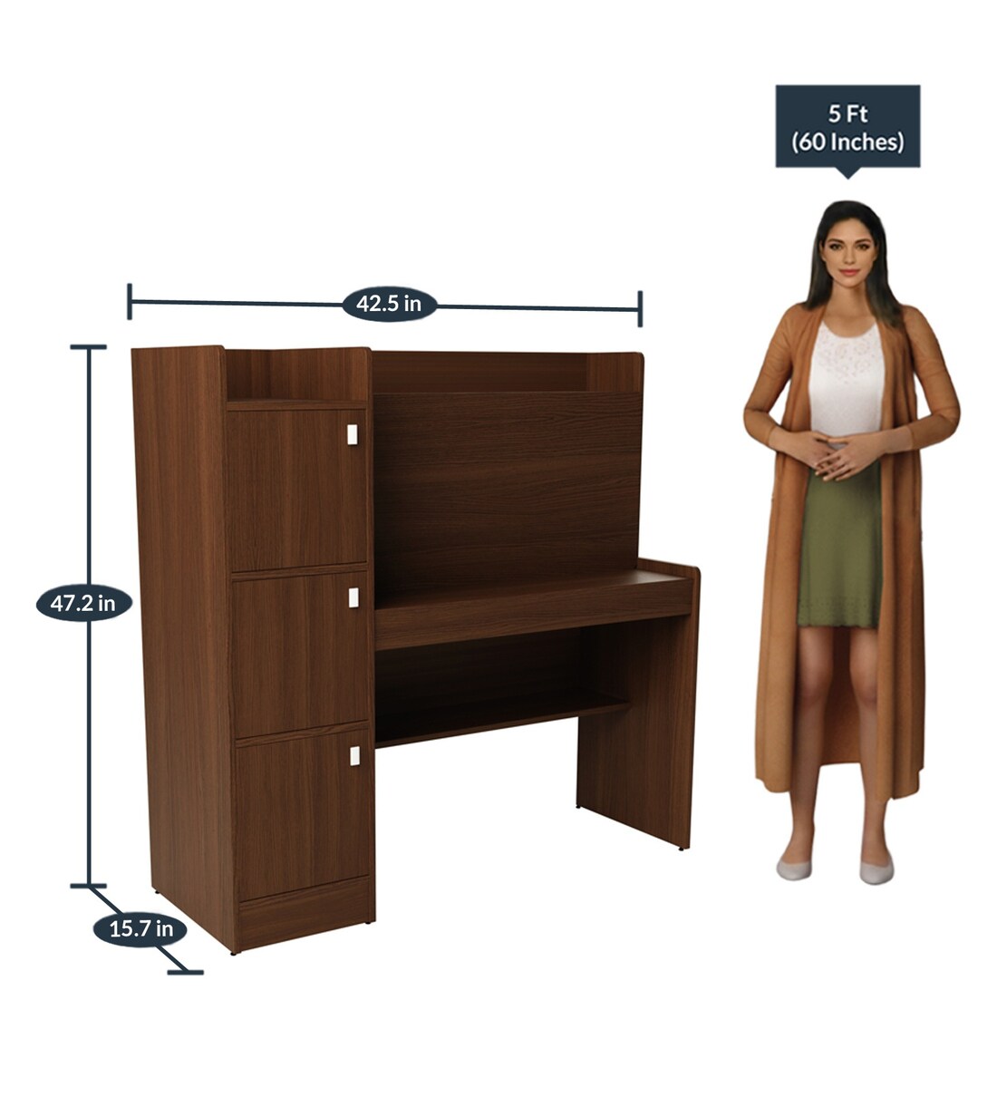 Buy Winner Hutch Table in Rigato Walnut Finish by Spacewood Online