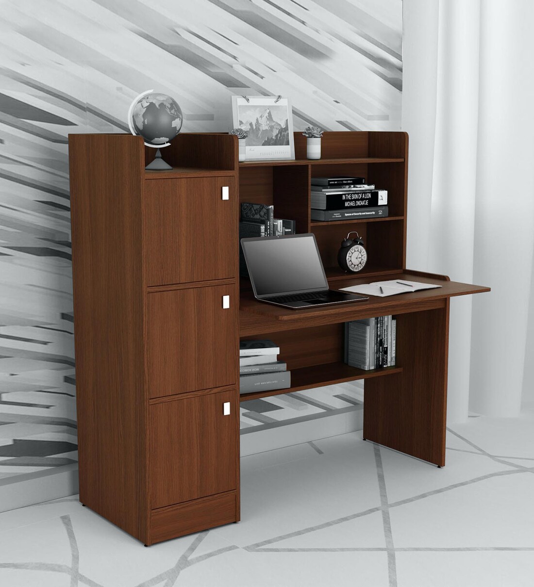 Buy Winner Hutch Table in Rigato Walnut Finish by Spacewood Online