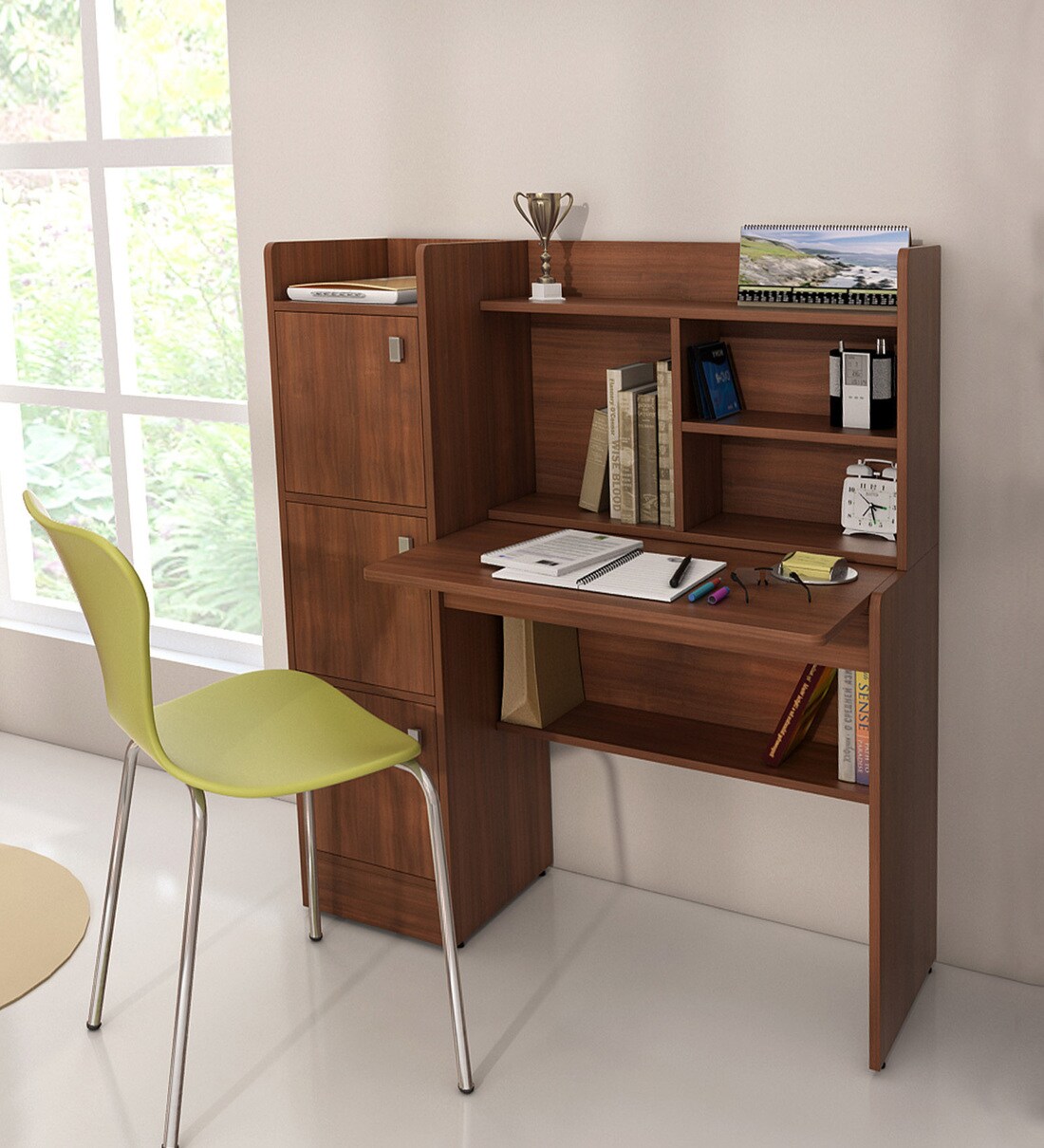 Buy Winner Hutch Table in Rigato Walnut Finish by Spacewood Online