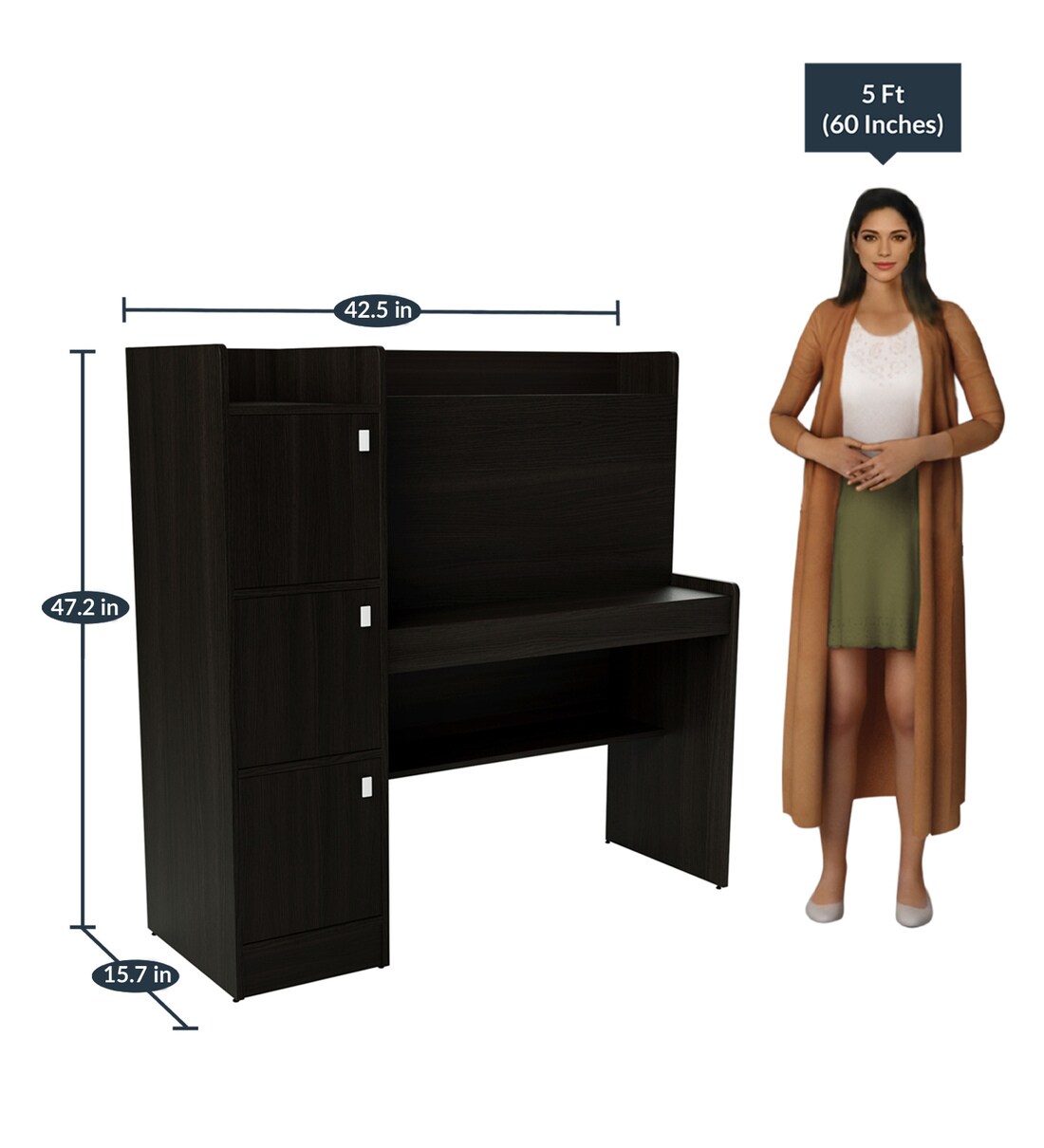 Buy Winner Hutch Desk in Wenge Finish Online Hutch Desks Study Tables Furniture