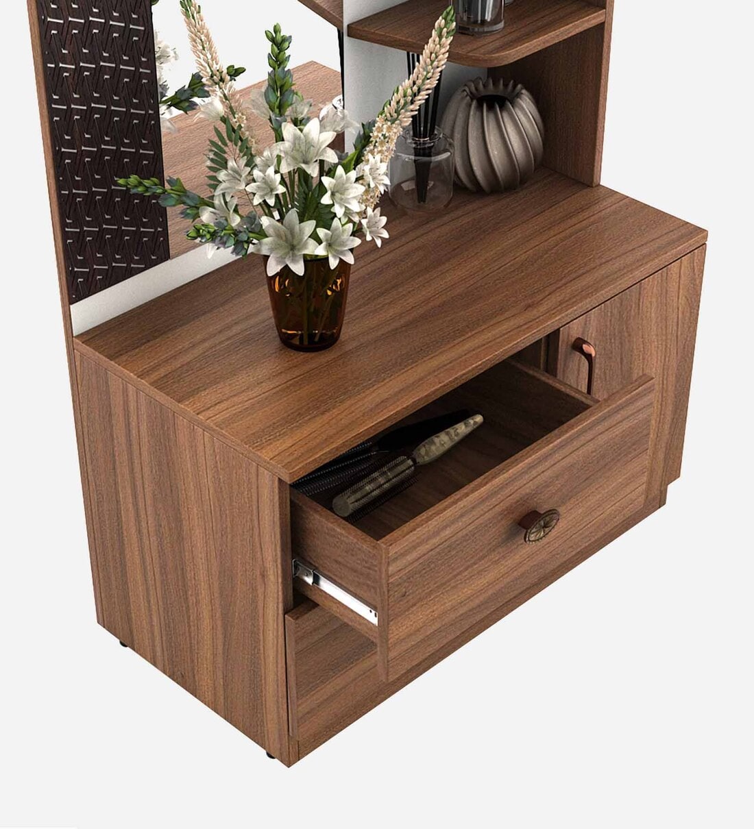 Buy Sorin Dressing Table With Wardrobe (Exotic Teak-Frosty White