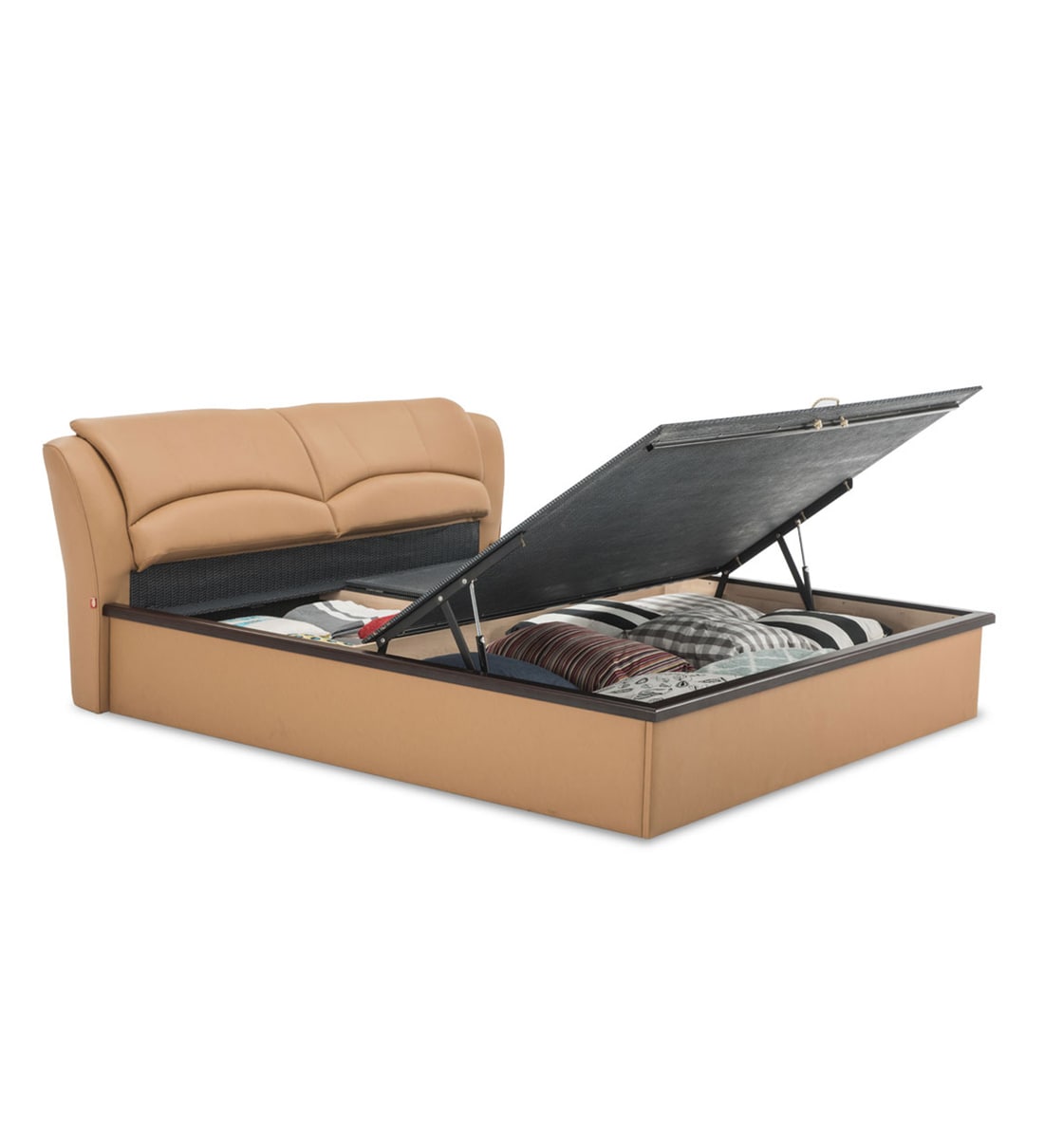 Buy Winston King Size Bed with Hydraulic Storage in Camel Brown Colour by Durian Online