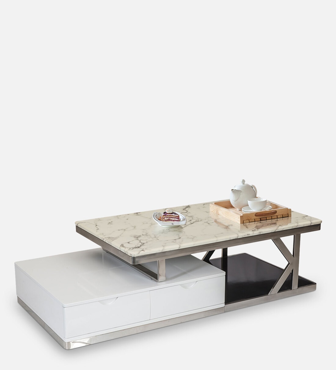 Buy Winter Marble Top Coffee Table in White Colour at 40