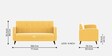 Wiki Velvet 3 Seater Sofa in Turmeric Yellow Colour