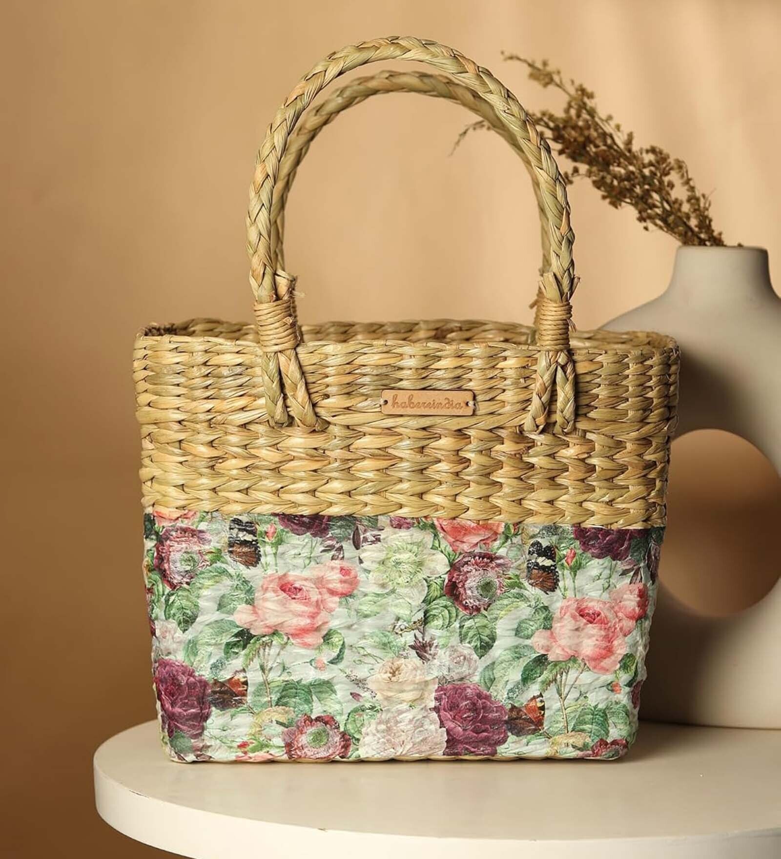 Wicker Baskets | Lunch Basket | Picnic Baskets | Cane or Jute Basket | Basket for Gifting | Seagrass Rectangular Shopping Basket