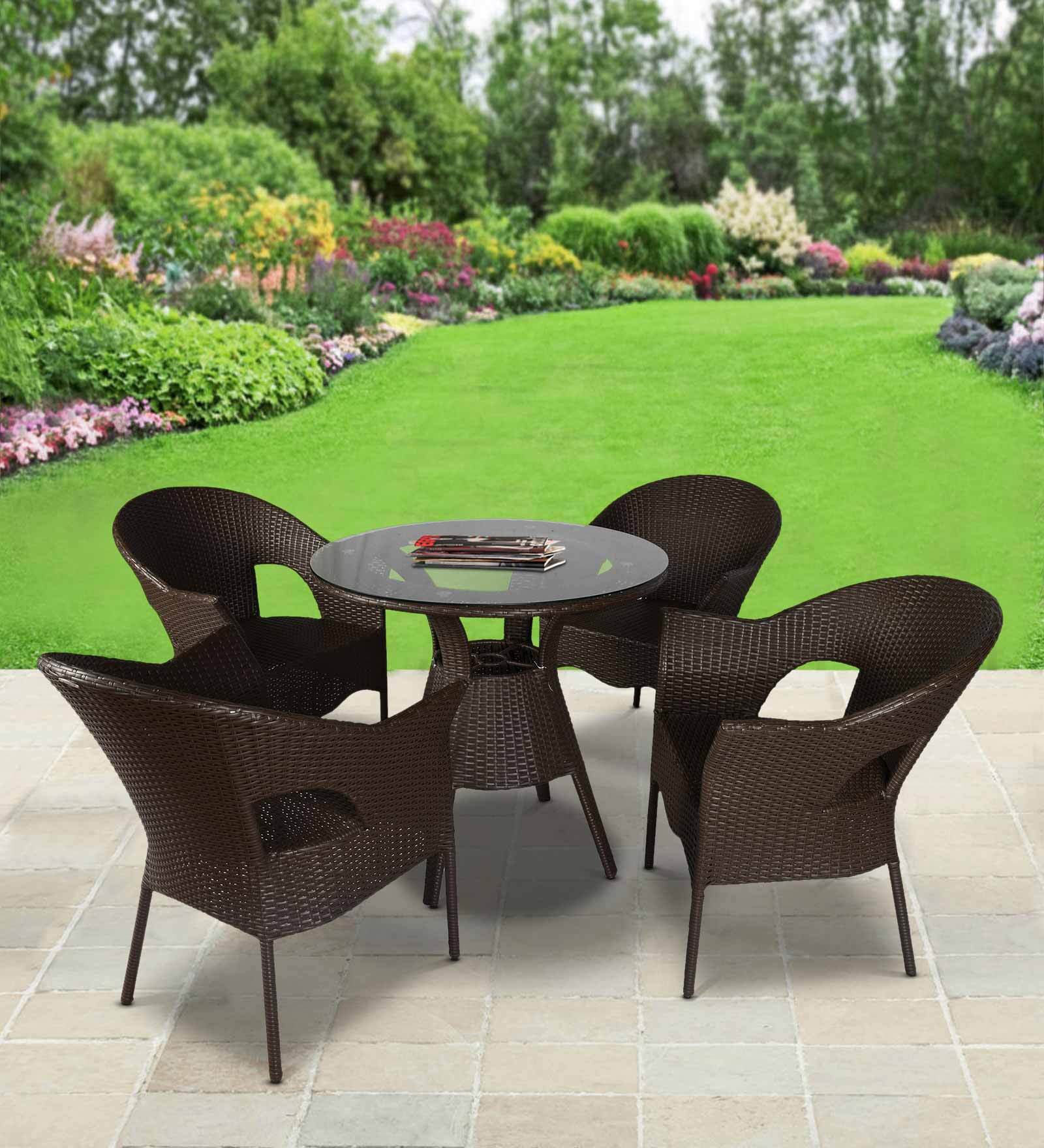 Buy Hamilton Patio Set in Brown Colour by OutKraft Online Table and