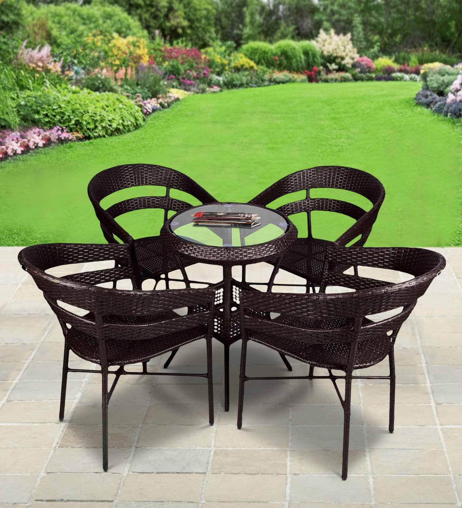 Buy Lisbon Wicker Table and Chair Set in Brown Colour at 49 OFF by