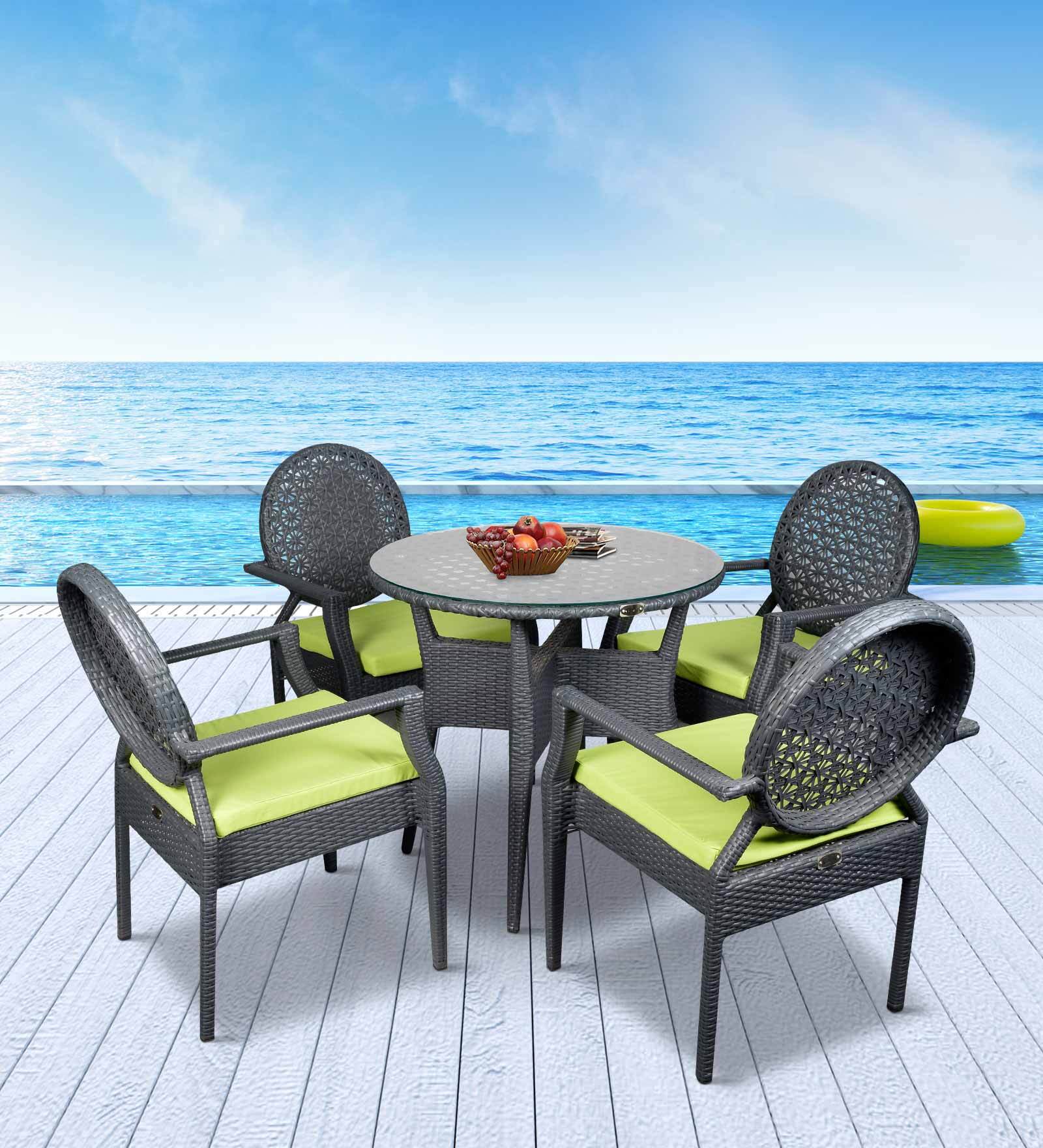 Buy Helsinki Wicker Table and Chair Set in Grey Colour at 49 OFF by