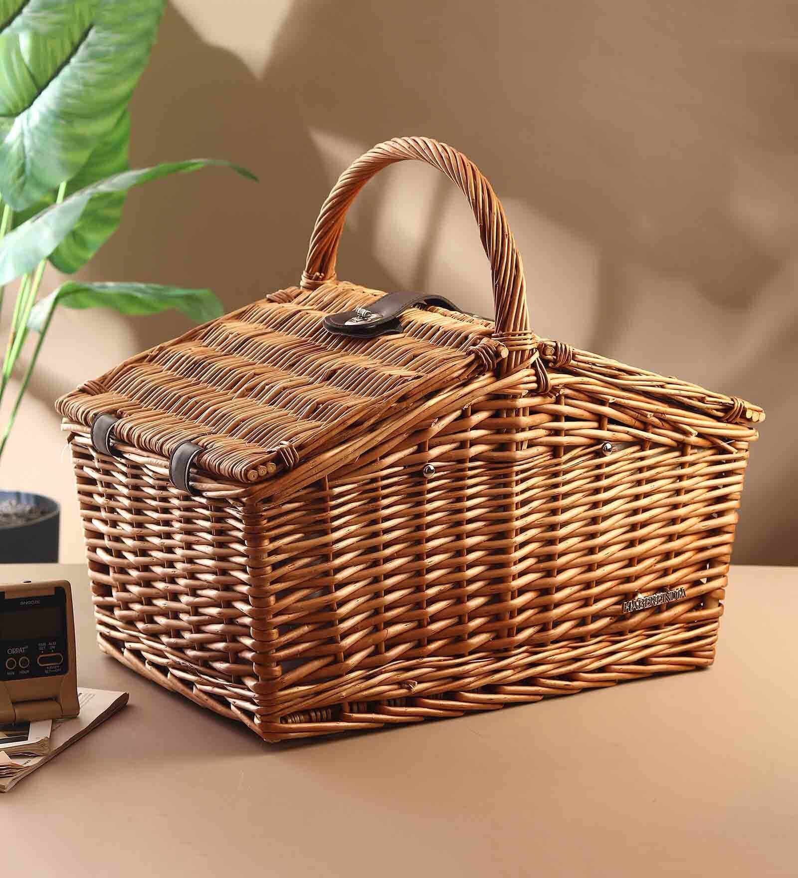 Wicker Picnic Basket With Cutlery |  Wicker Picninc Basket With Crockery | Large Picnic Basket