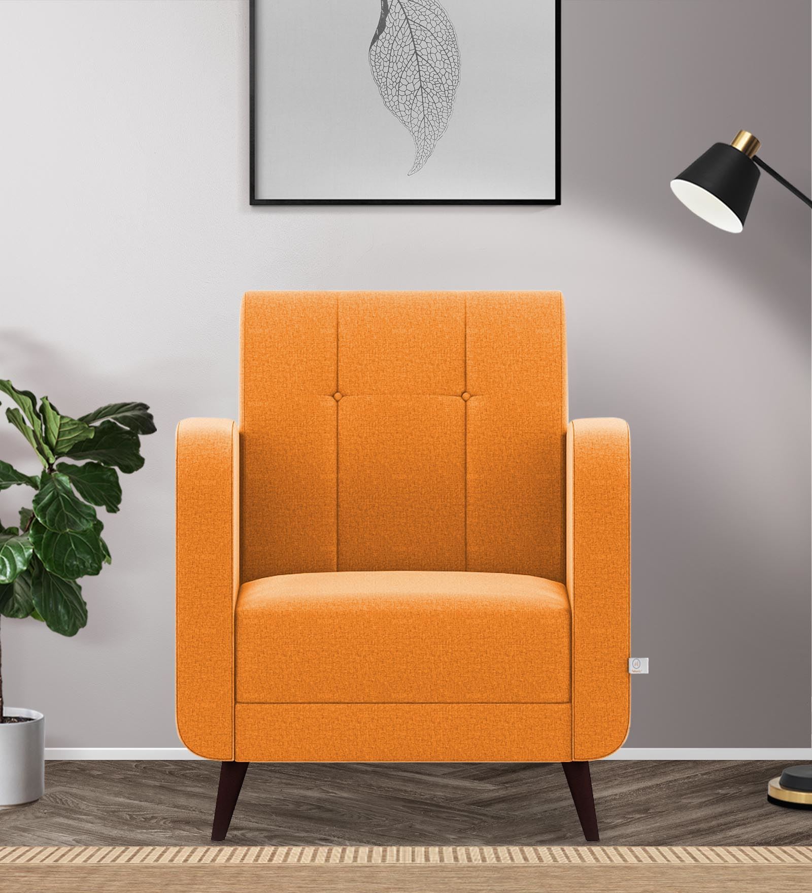 Buy Wiki Velvet 1 Seater Sofa In Orange Colour at 25 OFF by Febonic