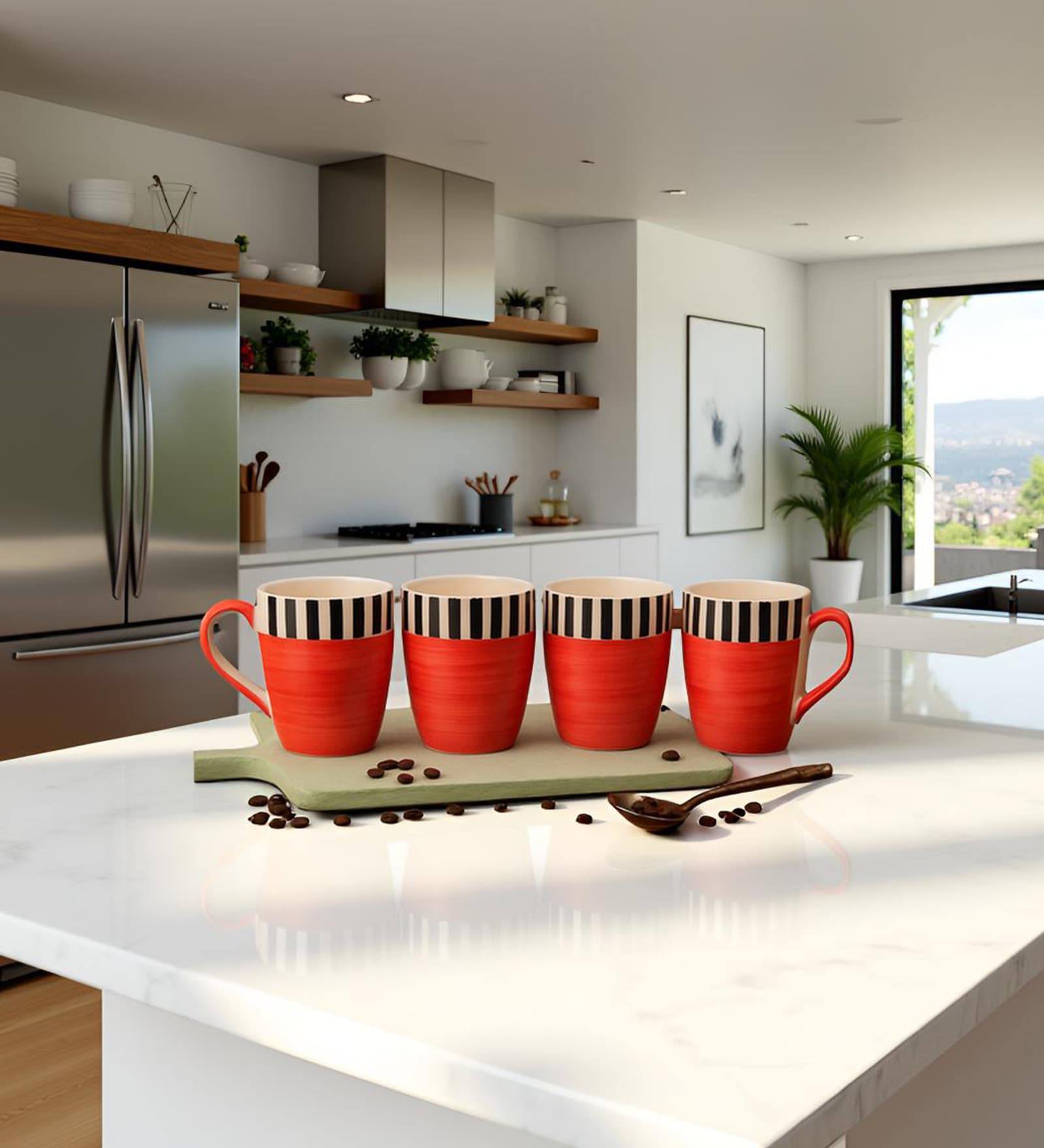 Wild Rose Coffee Mug Set of 4 (275 ML Each) Microwave Safe Coffee Mugs