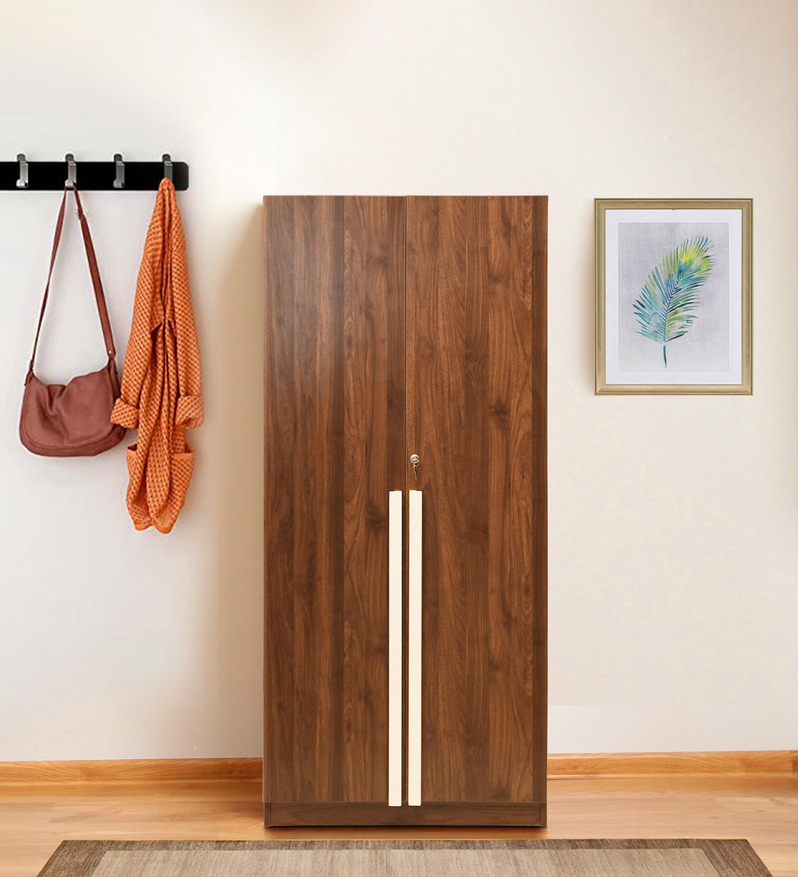 Wilder 2 Door Wardrobe with Adjustable Shelf in Columbian Walnut Finish