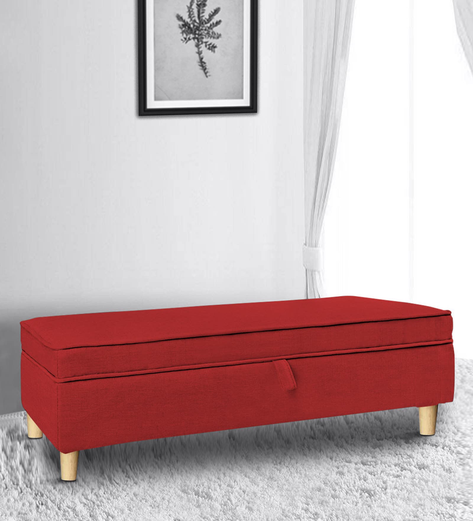 William 2 Seater Bench with Storage in Red Colour