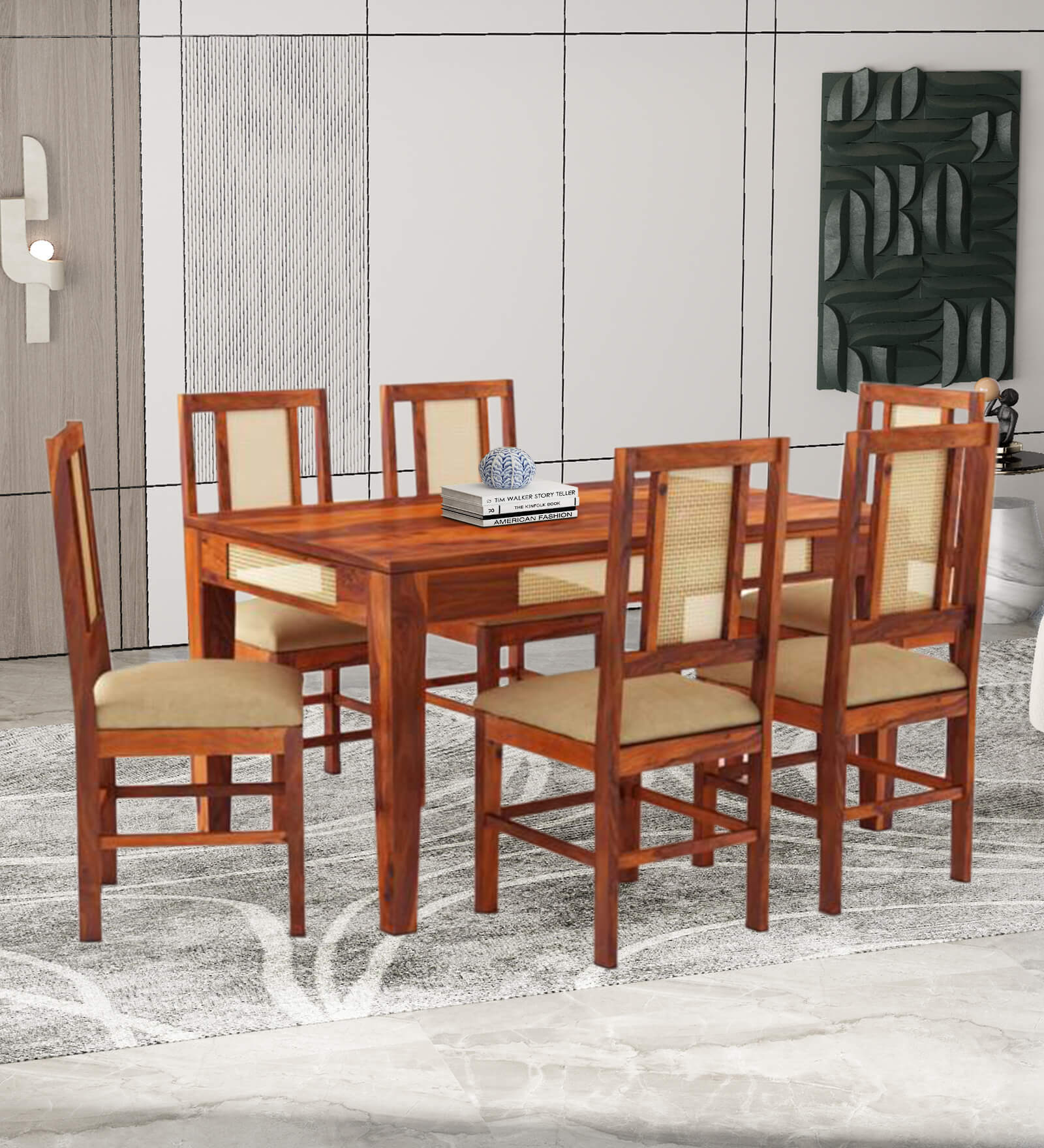 William Cane 6 Seater Dining Set In Honey Finish