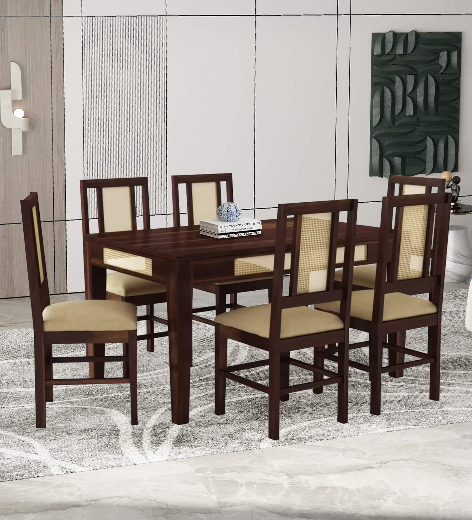 William Cane 6 Seater Dining Set In Walnut Finish