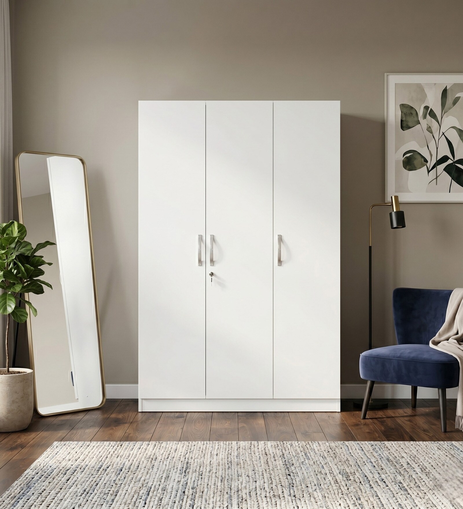 Willy Plus 3 Door Wardrobe In White Finish