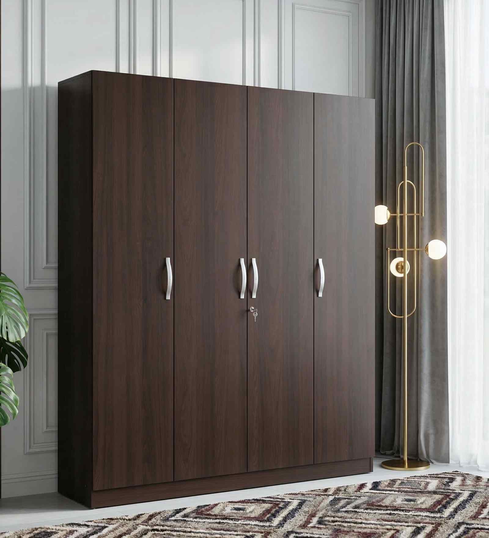 Willy Plus 4 Door Wardrobe In Walnut Finish