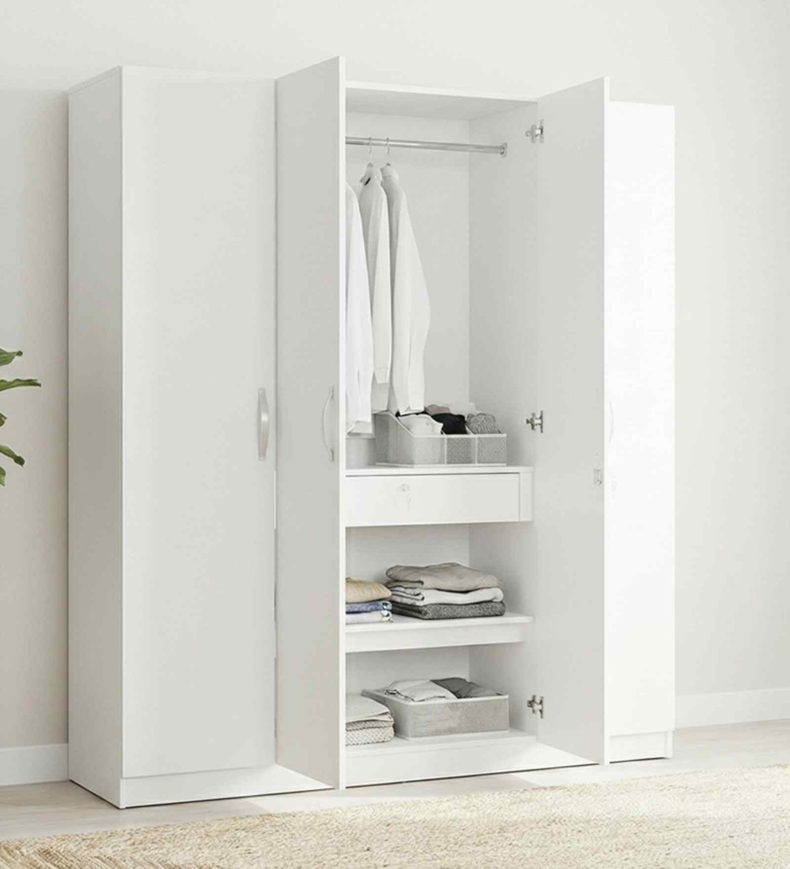 Willy Plus 4 Door Wardrobe In White Finish
