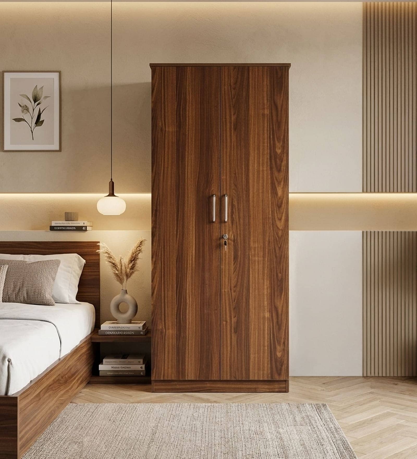 Wilson 2 Door Wardrobe in Walnut Finish