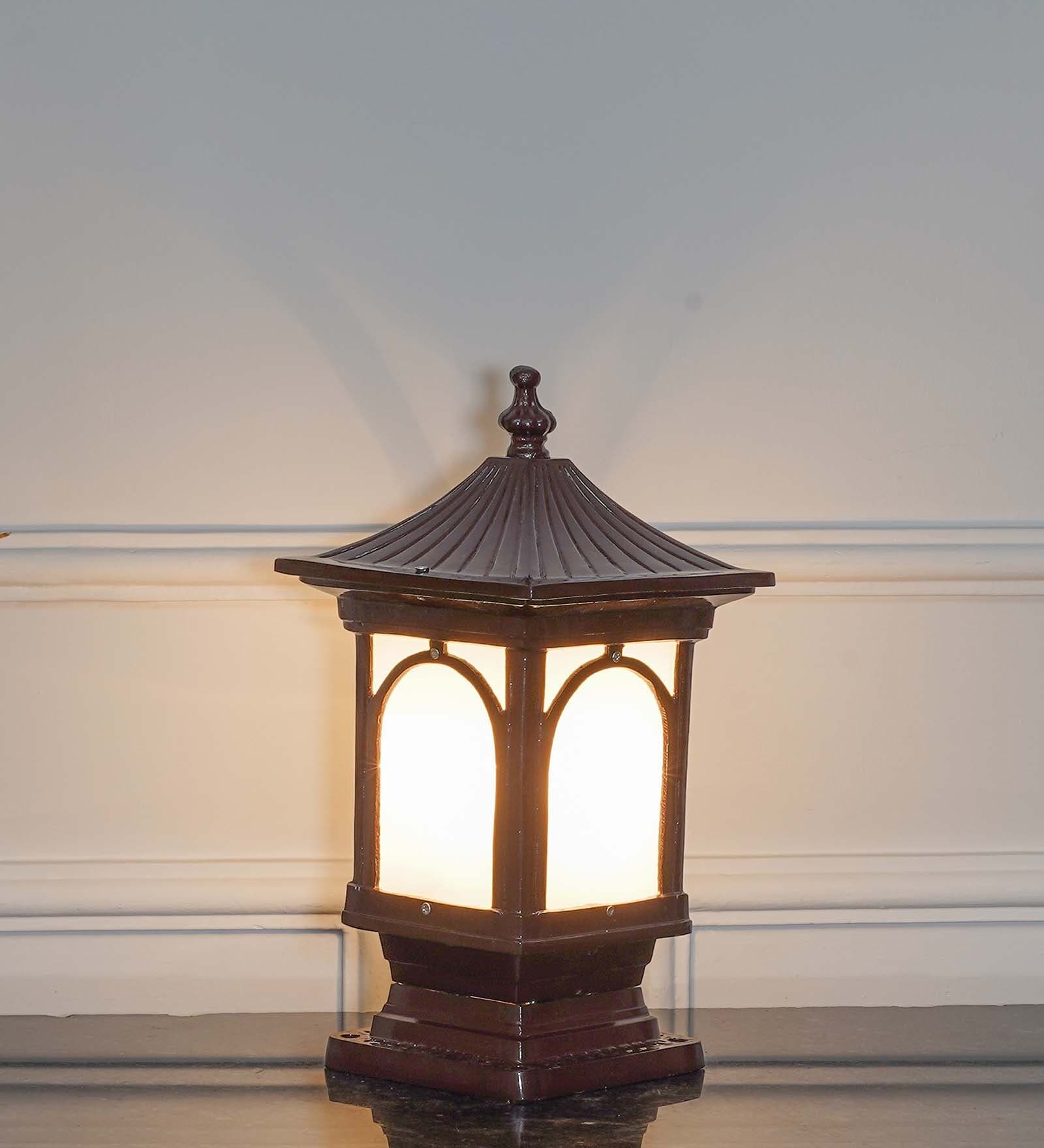Winchester Single Light Outdoor Pedestal Gate Light In Brown Finish