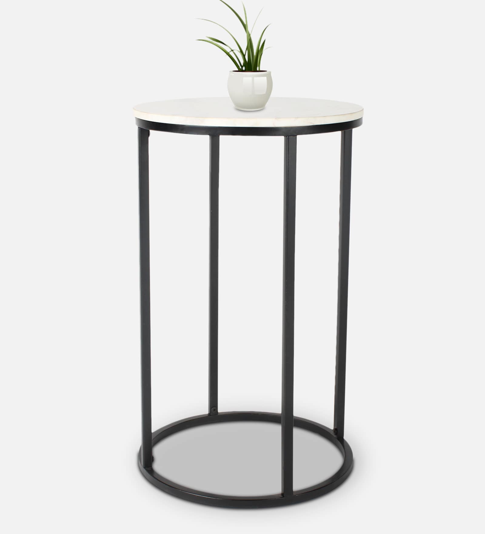 Windsor Marble Top End Table In Natural White Finish