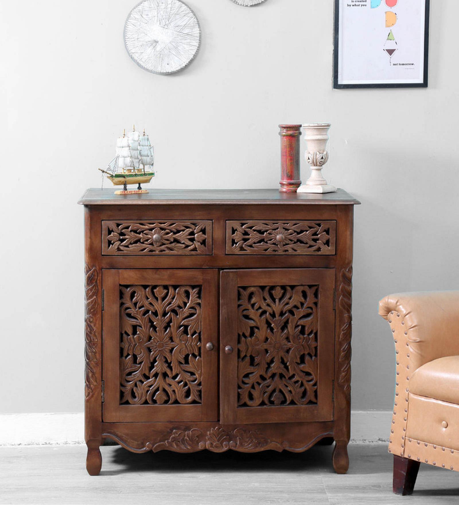 Buy Windsor Two Door Sideboard in Provincial Teak Finish on Rent Online