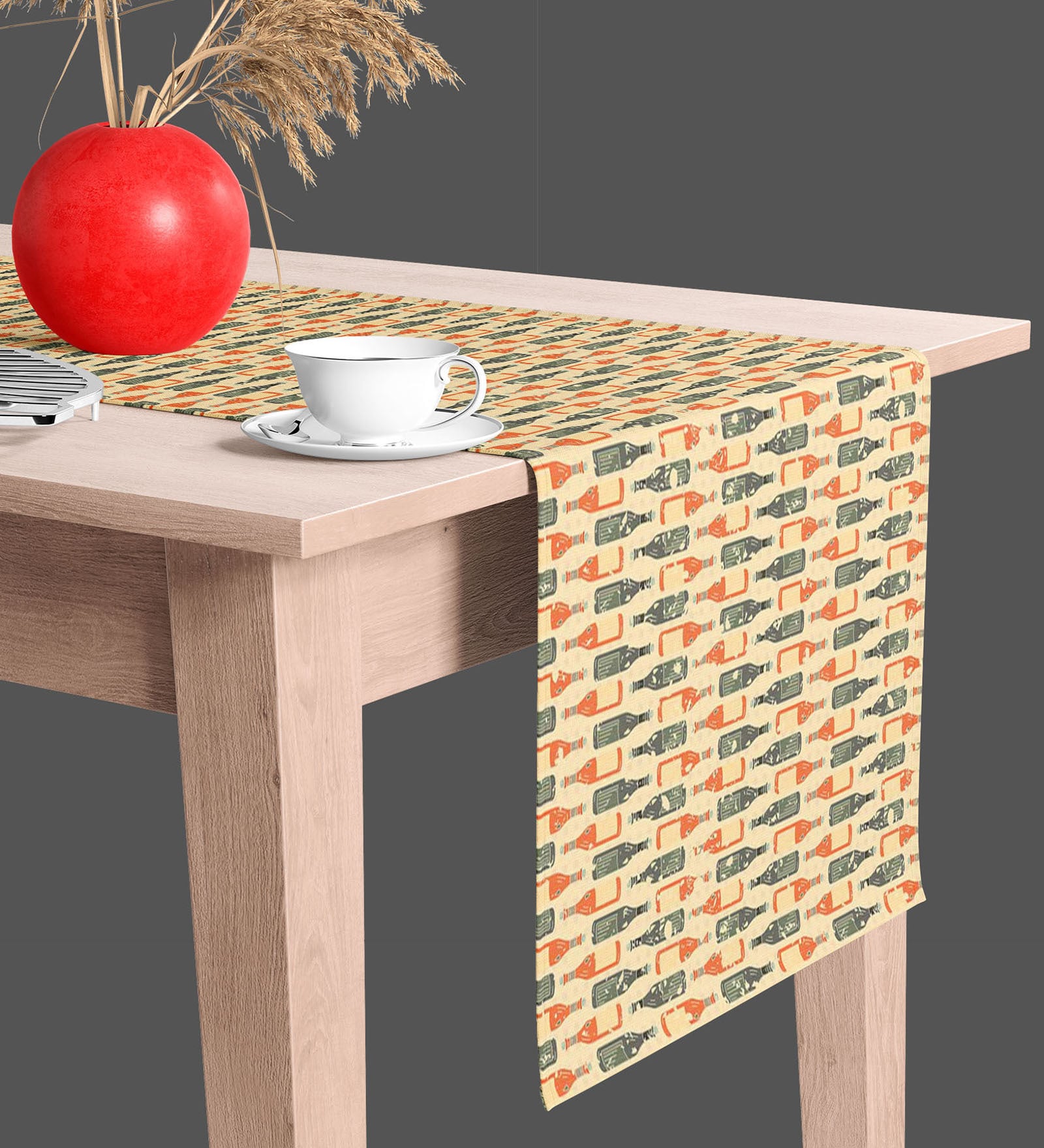 Wine  Multicolor (72 x 12) Cotton Canvas Table Runner