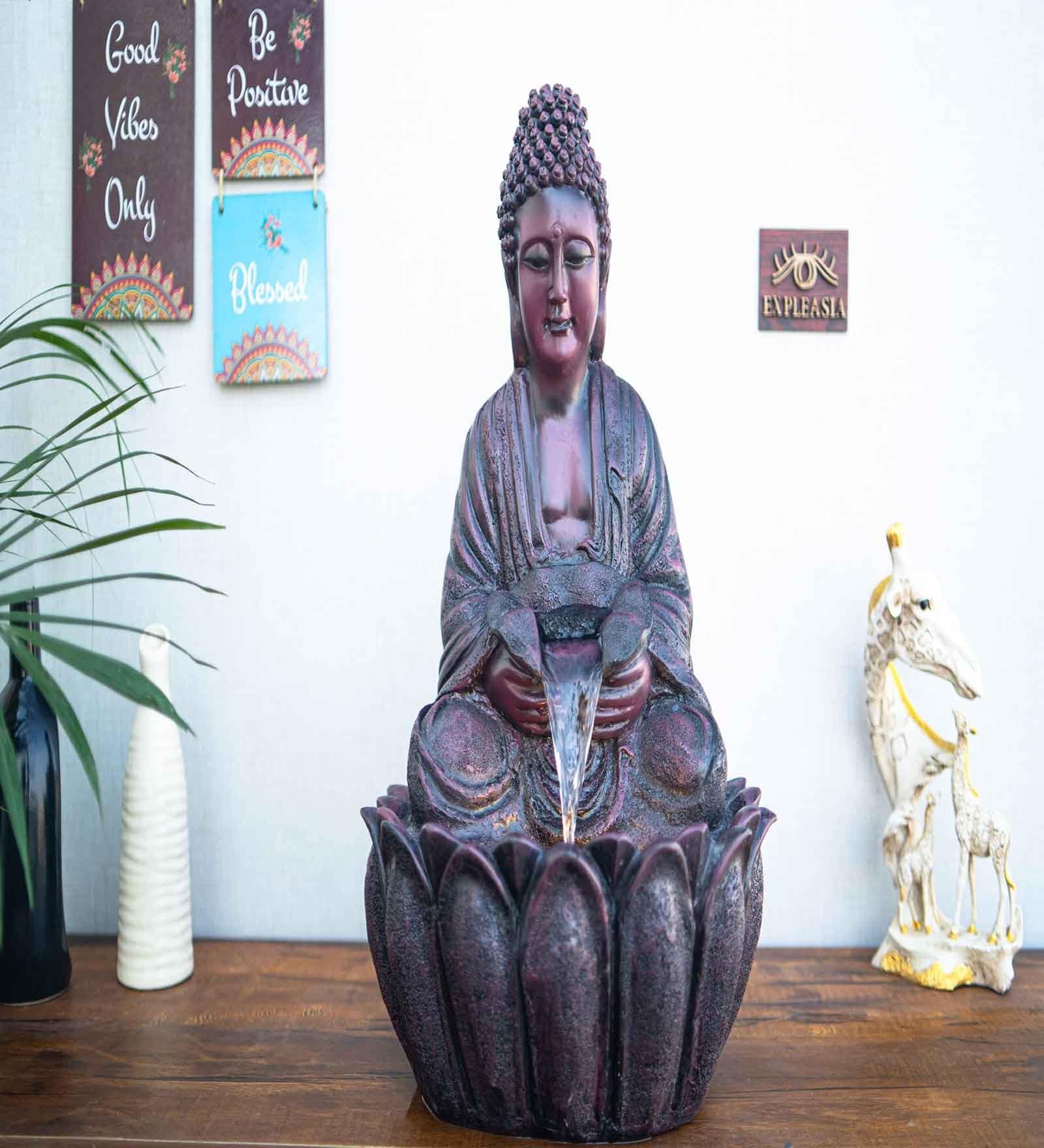 Wine 2ft Lotus Buddha Water Fountain