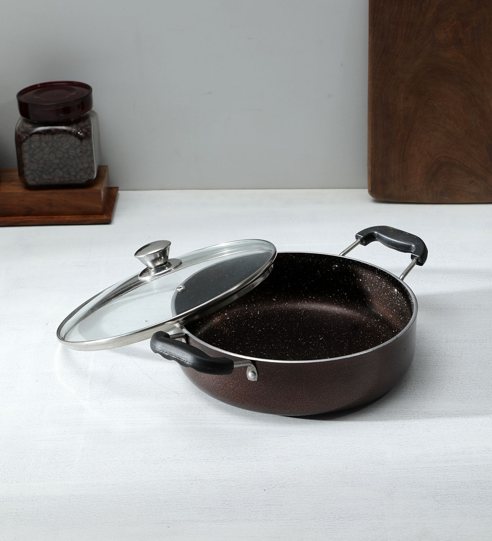 Buy Wine Aluminium 4Mm NonStick Multipurpose Pan With Handle at 30