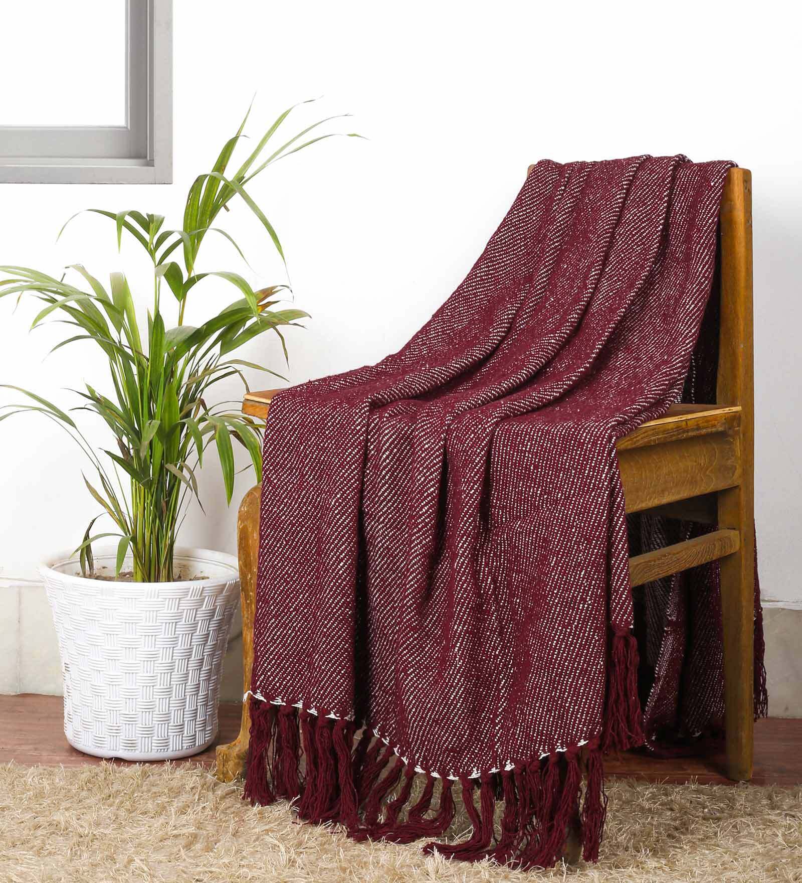 Wine Cotton 60x50 Inches Throw