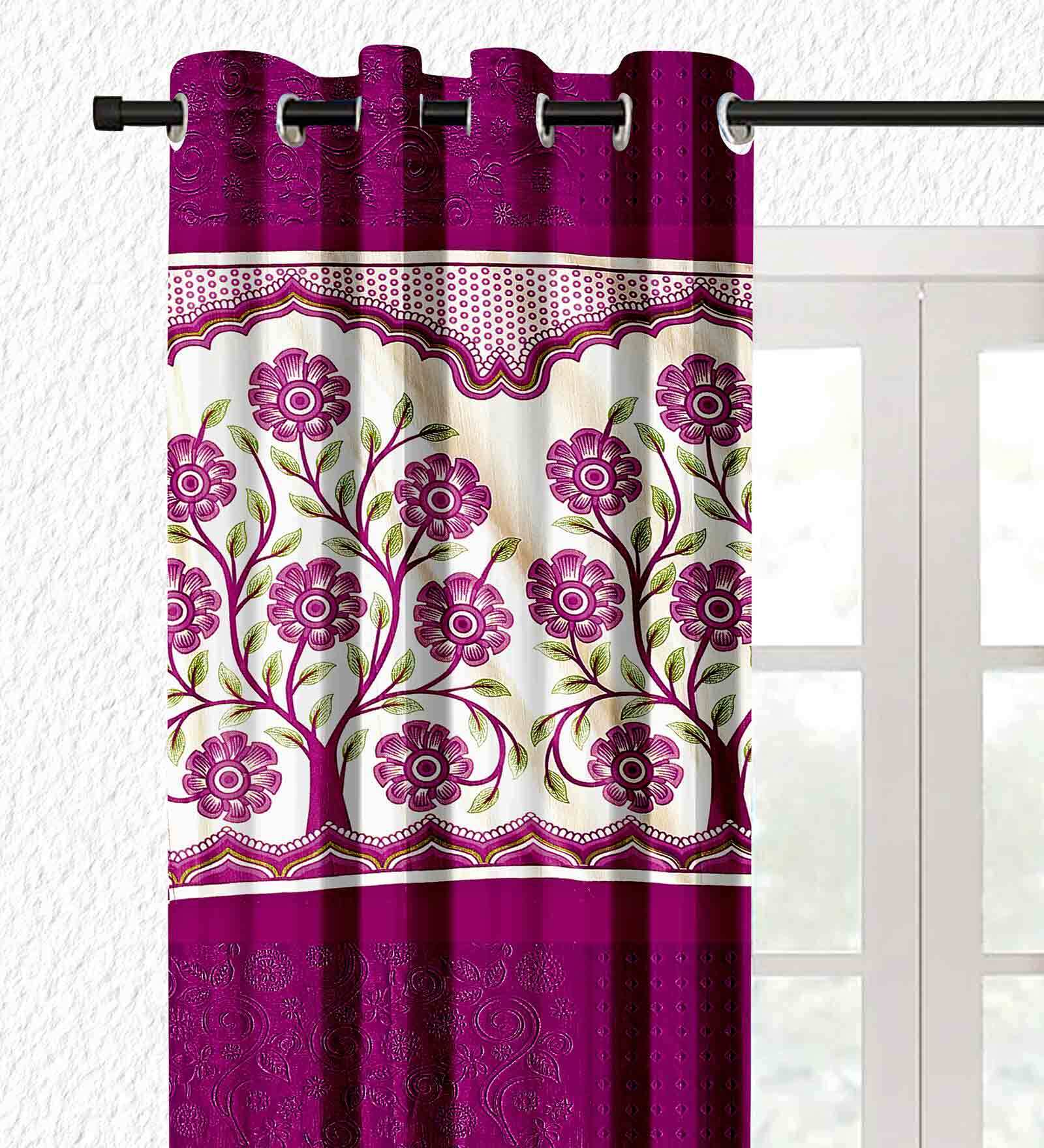 Buy Purple Long Crush Punching Semisheer 5 Feet Eyelet Curtain (Set of ...