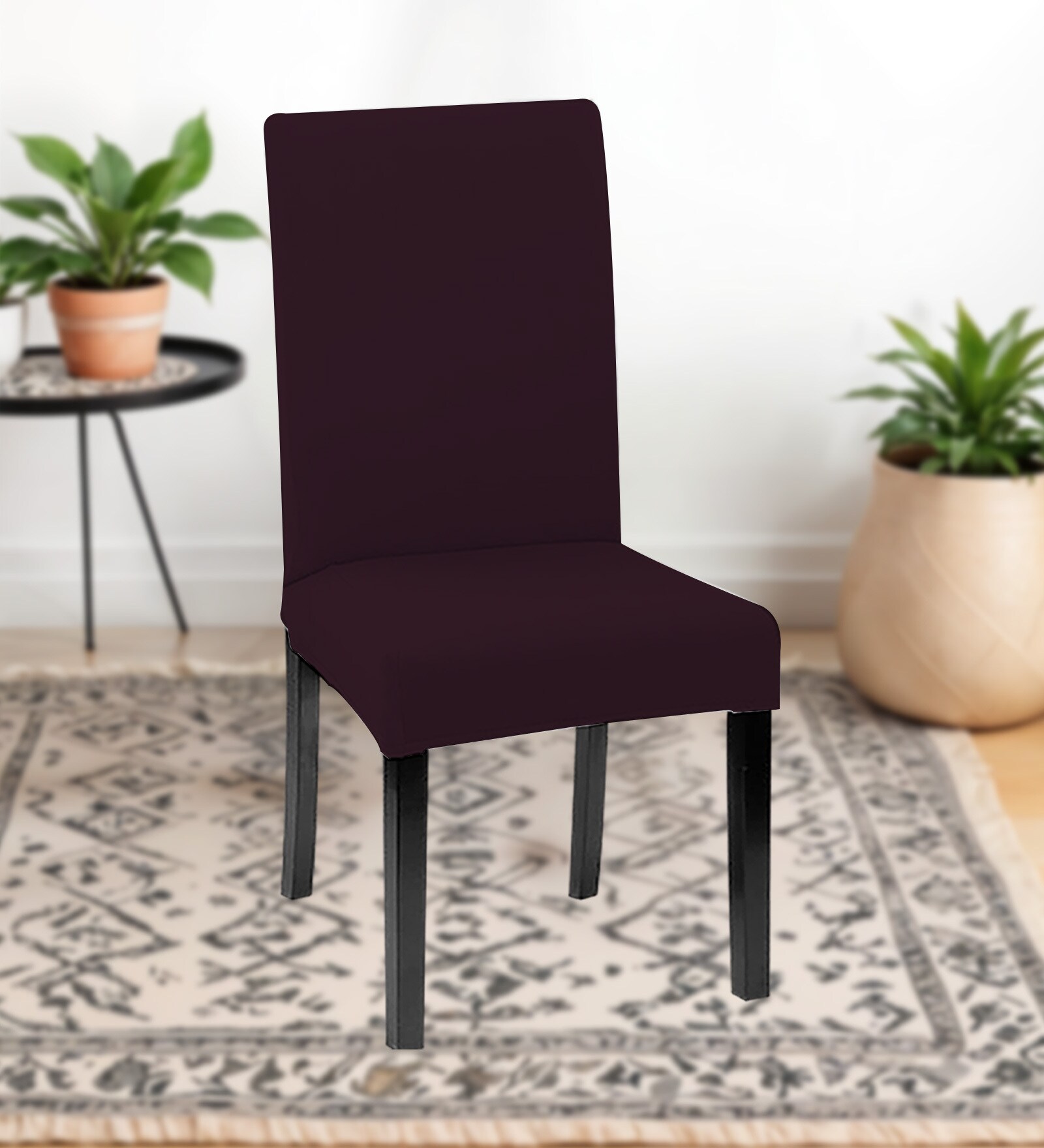 Wine Polycotton Solid 14x18 Inches Chair Covers  (1 piece)