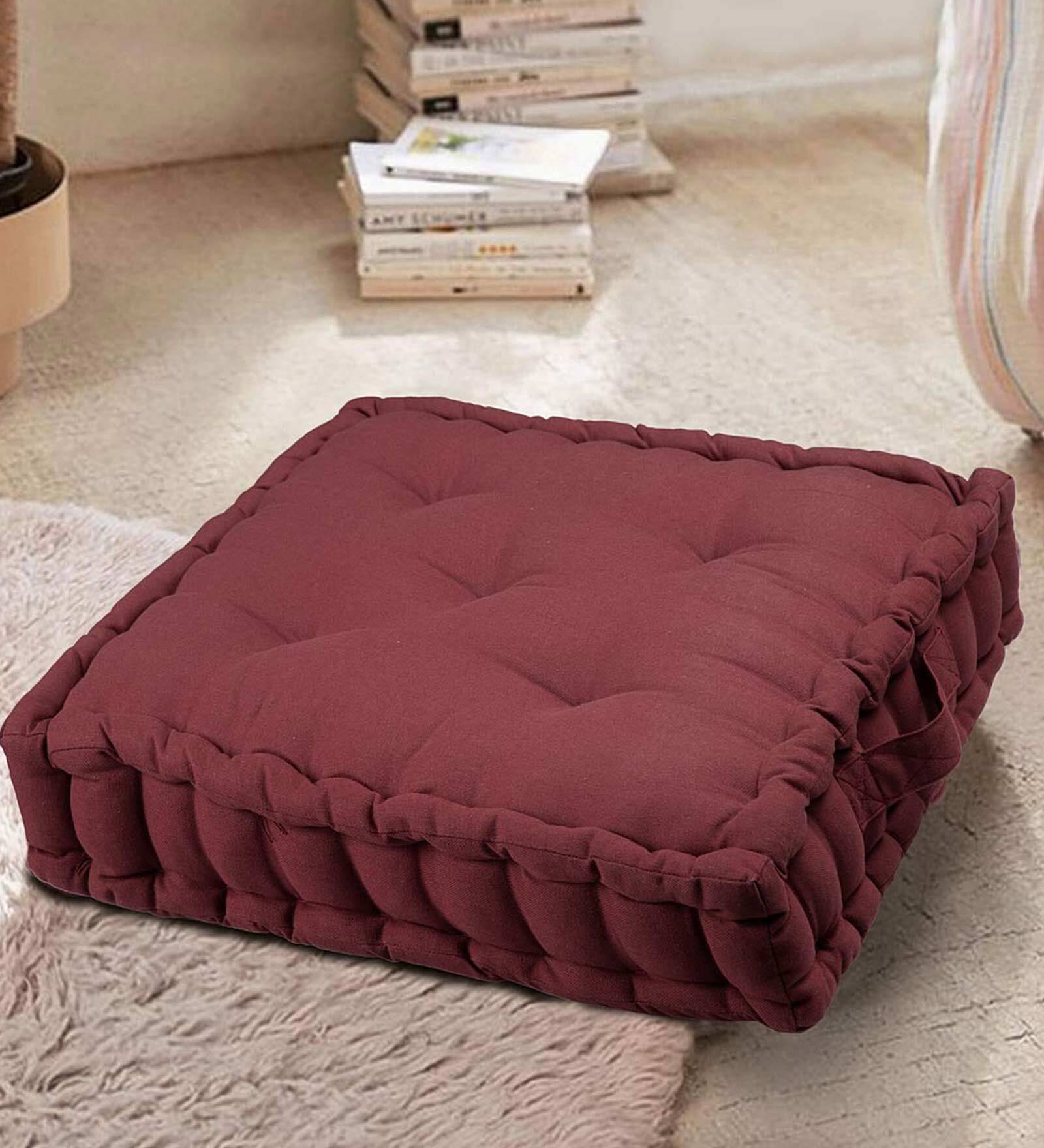Wine Solid 100% Cotton 16X16 Floor Cushion