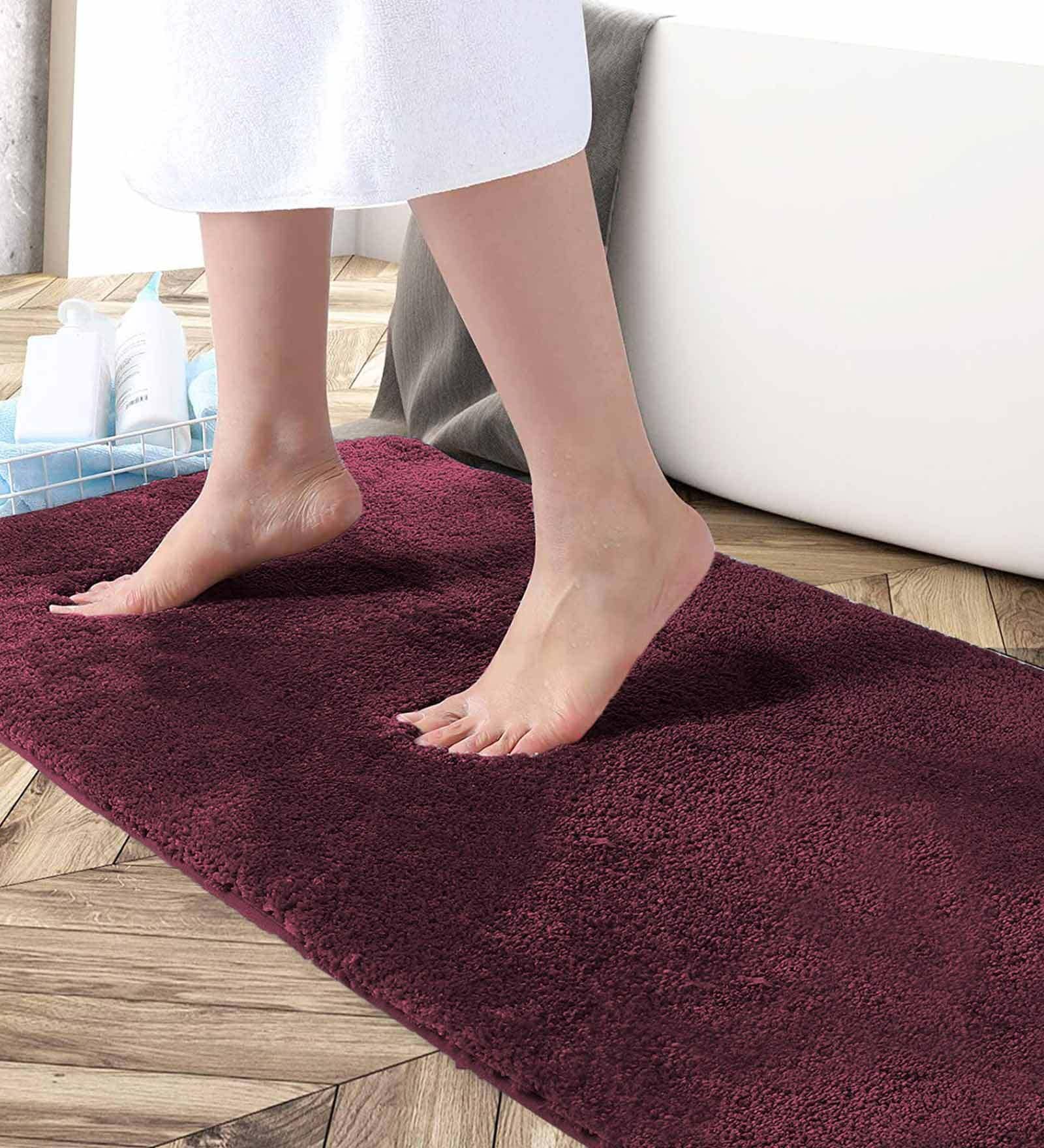 Wine Solid Microfibre 36x24 Inches AntiSkid Bath Mat