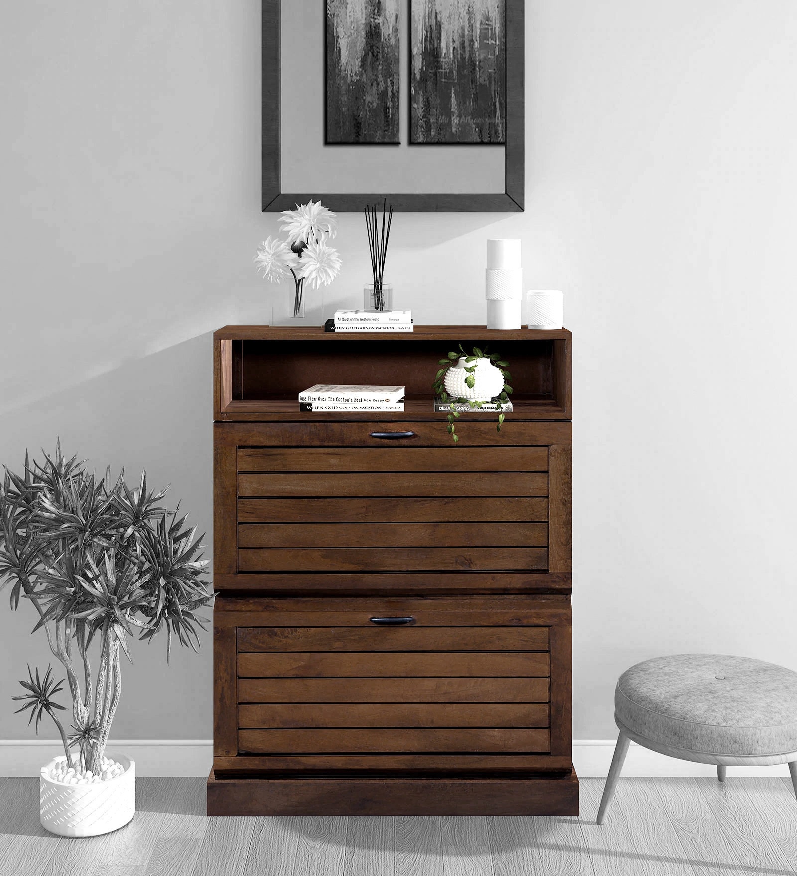 Buy Winlock Tilt Out Shoe Rack In Provincial Teak Finish Woodsworth By Pepperfry Online Tilt